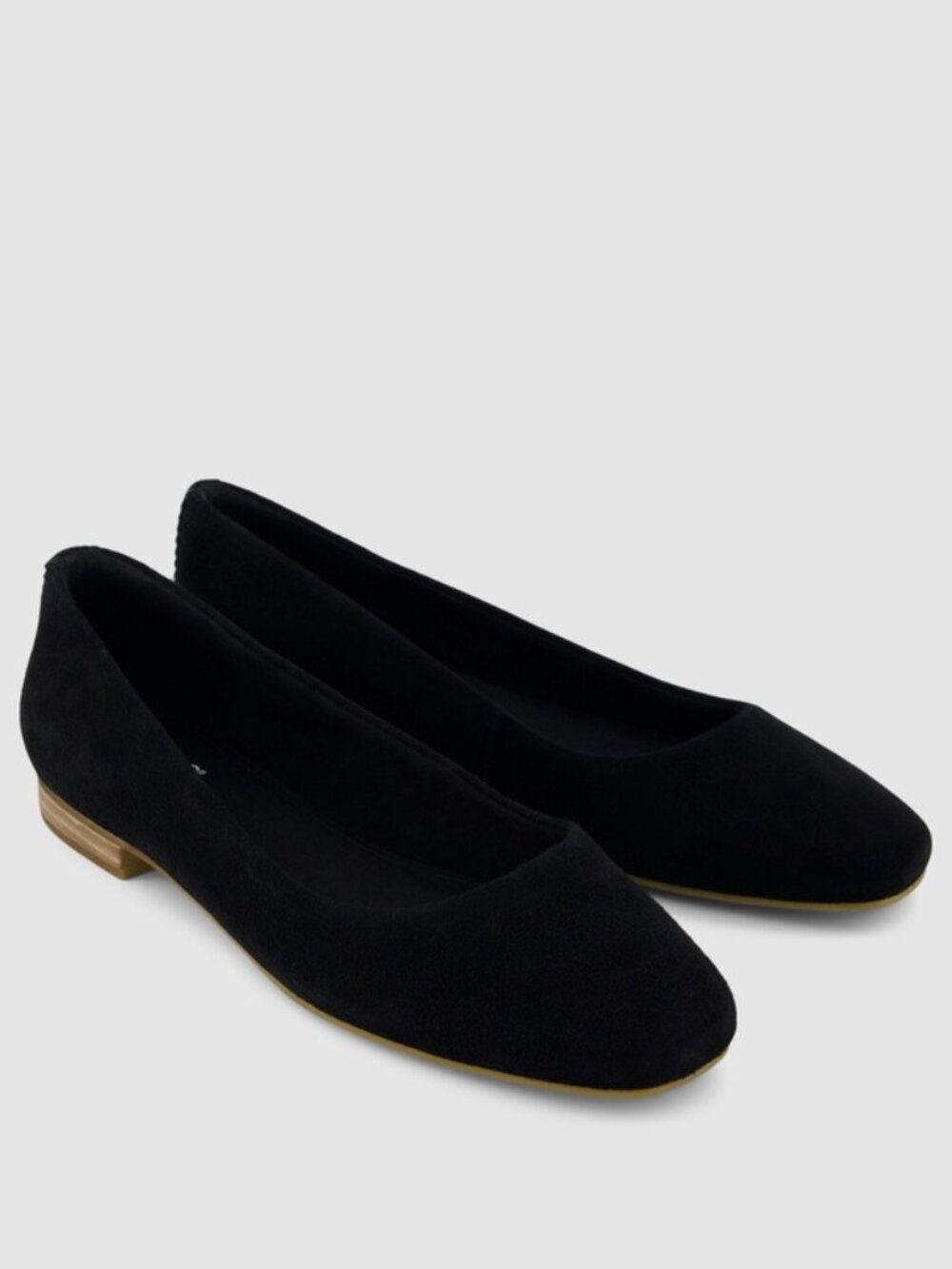 TOMS Briella Suede Slip-On Almond Toe Ballet Flats, Black, 7